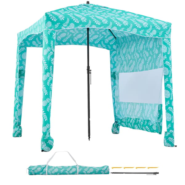 Strandkabine 183x183x229 cm Blå Solskærm