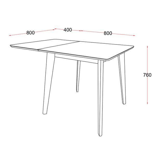 Matbord 80/120x80x76 cm Ek Förlängningsbart