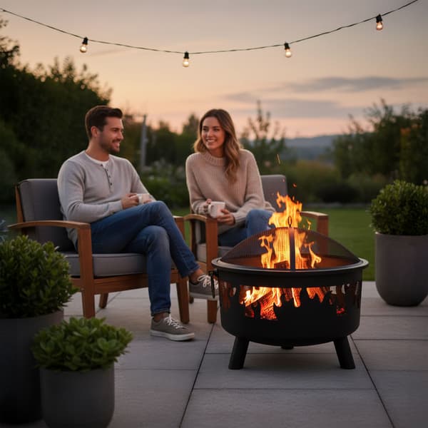 Fire Bowl 62x66 cm sort stål, Kodustaar