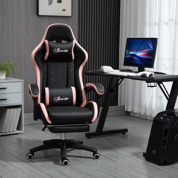 Kontorstol Gaming Stol 65x65x121 cm Pink og Sort Kunstlæder