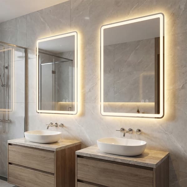 LED Badrumsspegel, 80x60x3 cm, Silver, Härdat Glas , Star