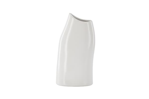 Vase, Ernst, 12x9x23 cm, Hvid