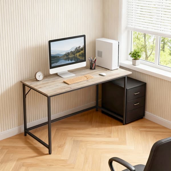 Skrivebord 135x60x75 cm Greige Stål