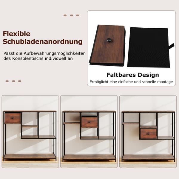 Konsolbord, 35x100x95 cm, Brun, Opbevaring , Star
