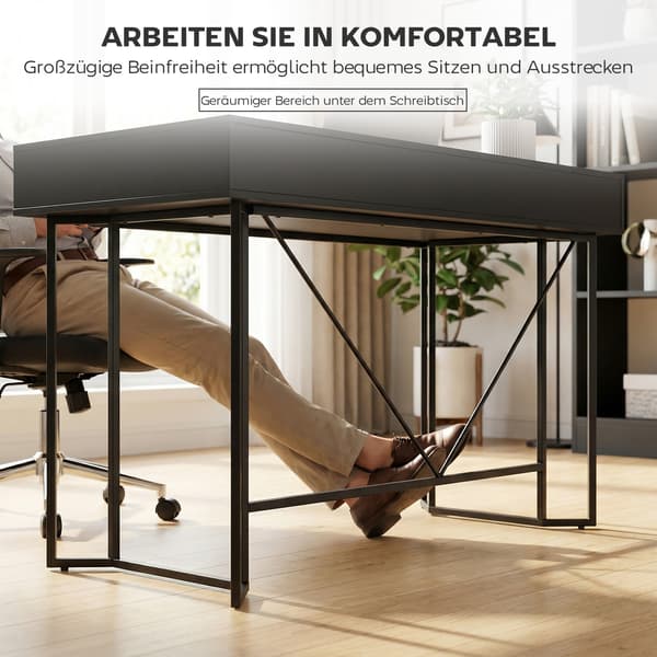 Skrivebord, 120x60x77 cm, Sort, Træ og Metal