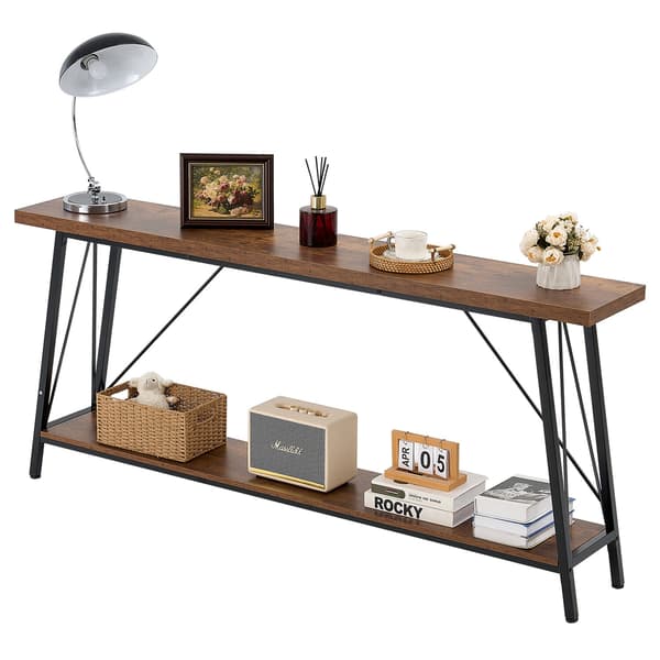 Konsolbord, 180x30x80 cm, Brun, Metallram