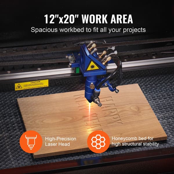 Lasergraver, 50W CO2, 30x51 cm, til træ akryl stof