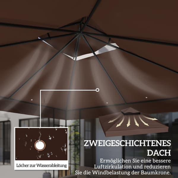 Paviljong Reservtak, 300x300 cm, Brun, Polyester