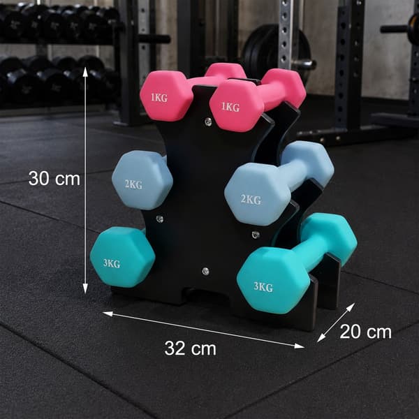 3 par hantlar med stativ, 1–3 kg, Kodustaar