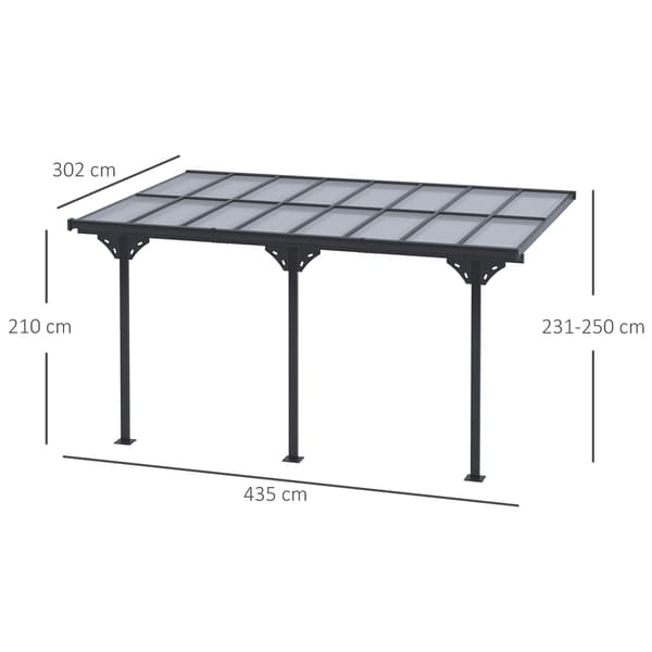 Pergola, 435x302x231 cm, Grå, aluminium