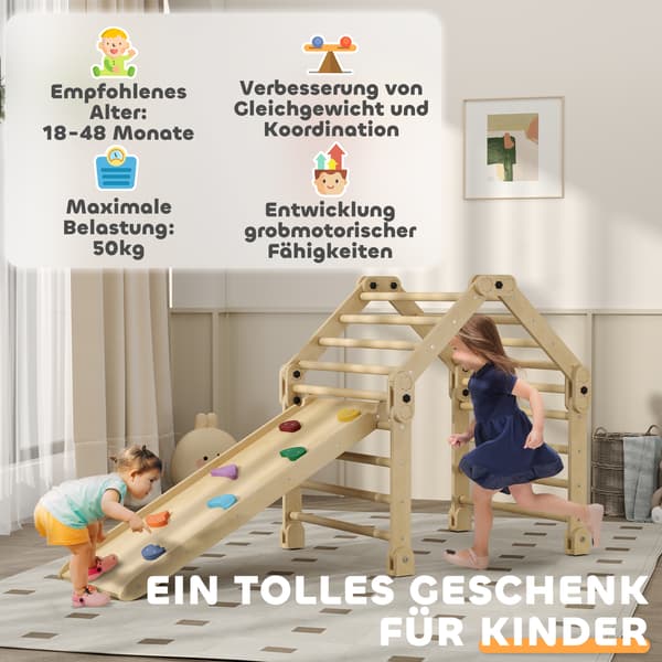 Klatrestativ 3-i-1 Foldbart 175x70x89 cm Multifarvet Træ