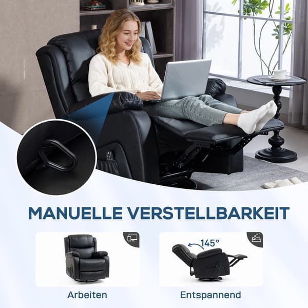Massagestol, 97x92x104 cm, Sort, Kunstlæder
