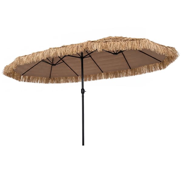 Dobbelt-sidet terrasseparasol 15x9x8,3 ft brun/sort