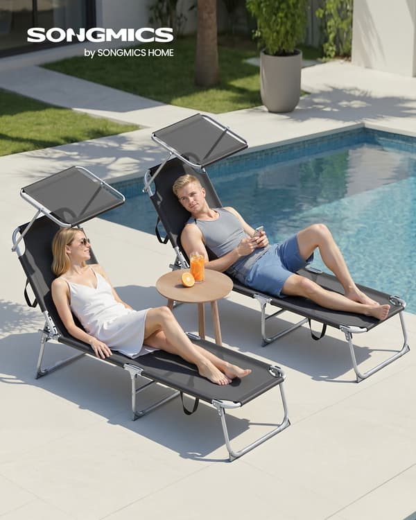 Solstol 189x53x28,5 cm Svart