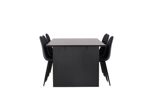 Spisebord og stol sæt 200x100 cm sort