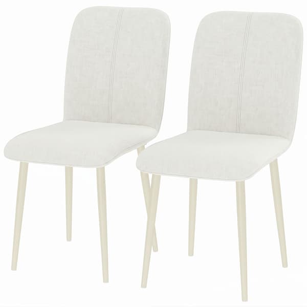 Matstolar 2-pack, klädda köksstolar i linnelook, krämfärgade