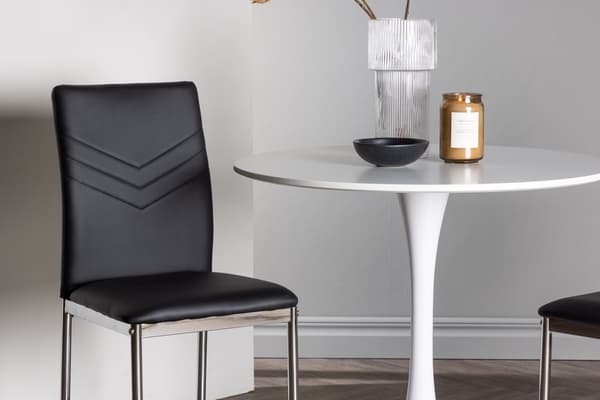 Spisebord og stole sæt 60 cm hvid og sort MDF og stål