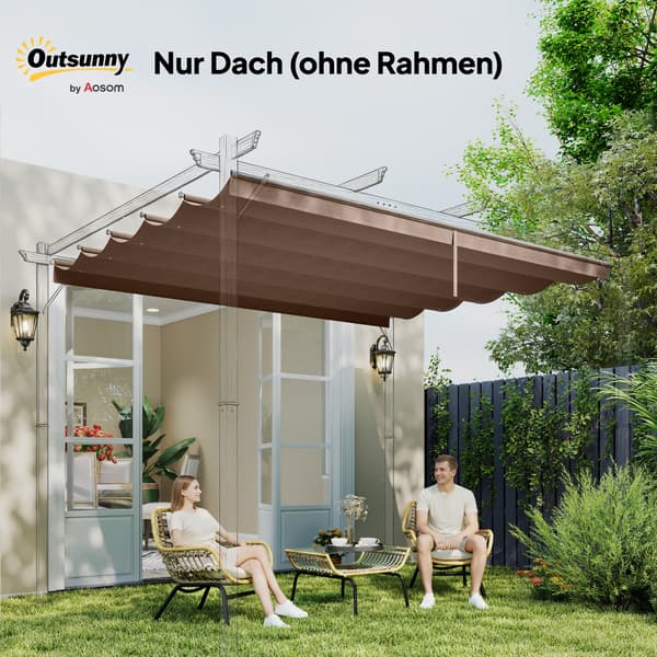 Pergola udskiftningsdug 350x260 cm, brun, polyester
