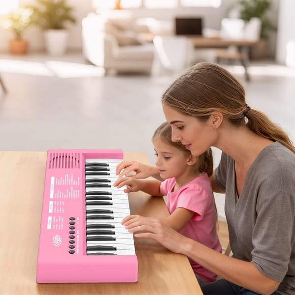 Børneklaver Keyboard, 40.5x15x3.5 cm, Pink, ABS