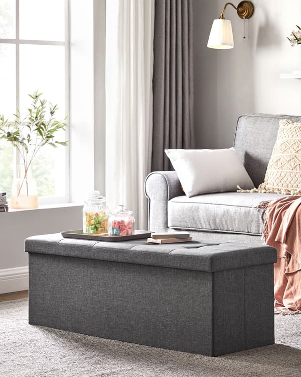 Förvaringspall, 110x38x38 cm, Grå