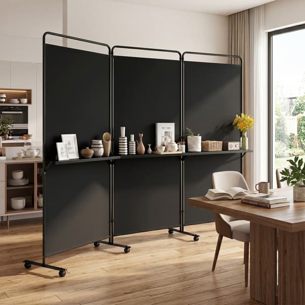 Rumdeler med hylder 259x44x188 cm sort