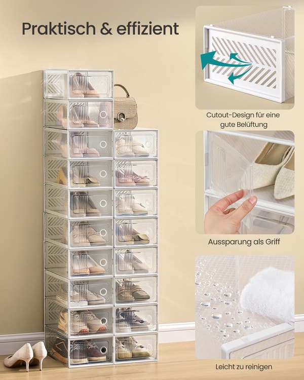Skoförvaringslåda Set 33,1x23x14 cm Transparent Plast