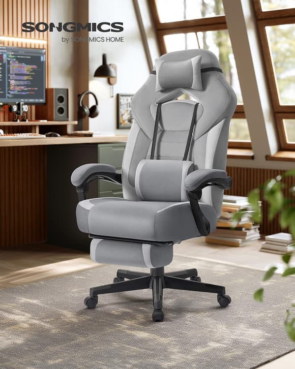 Gamingstol 72,4x69,7x118-128 cm grå, ergonomisk design