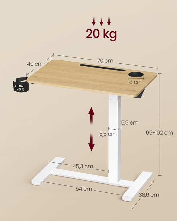 Mobil sidebord med hjul, 70 x 40 cm