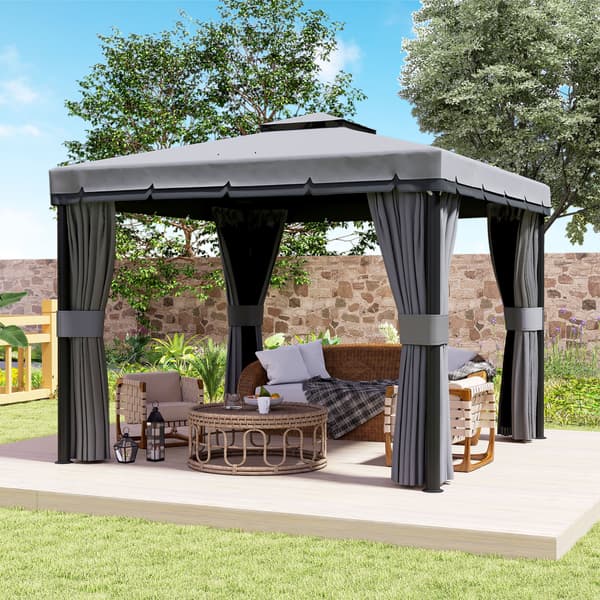 Havepavillon, 296x296x265 cm, Mørkegrå, Vandafvisende