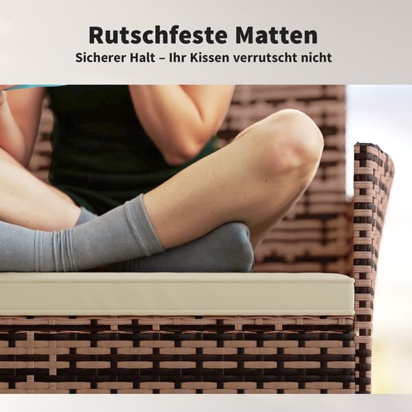 Trädgårdssoffa 2-sits Rattan 115x63x85 cm Khaki