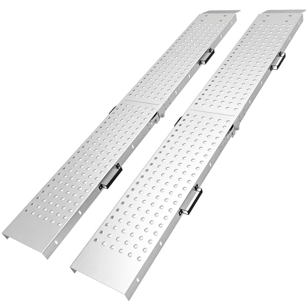 Hopfällbara lastningsramper set om 2 180x25,5x6,5 cm silver