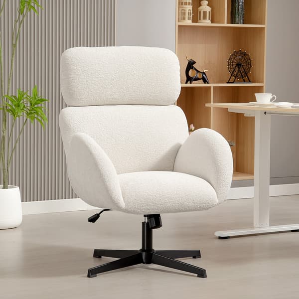 Kontorstol, 67x68x103-113 cm, Hvid, Stof