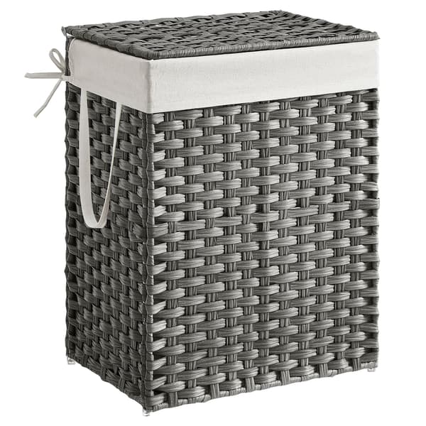 Tvättkorg 46x33x60 cm Grå Syntetisk Rattan