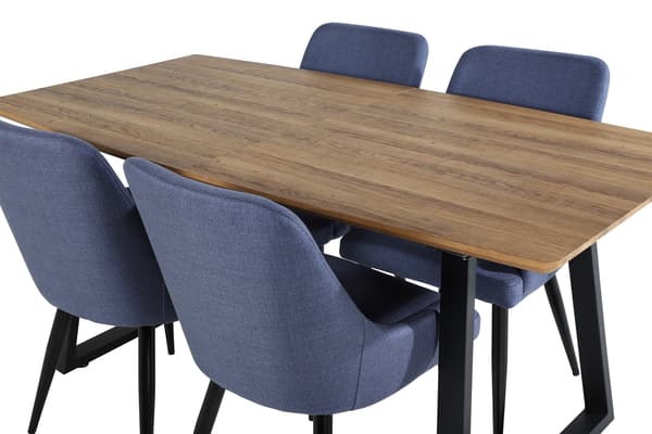 Spisebord og stol sæt 160x200x85x75 cm Blå