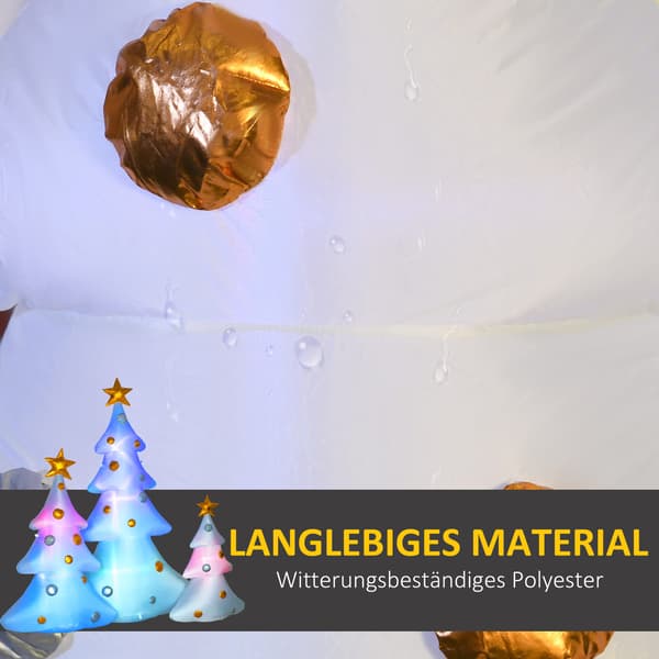 Set med 3 uppblåsbara julgranar 239x77x210 cm vit/guld/blå