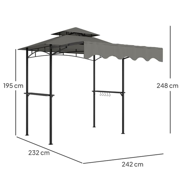 Grillipaviljonki 242x149x248 cm Harmaa Metalli