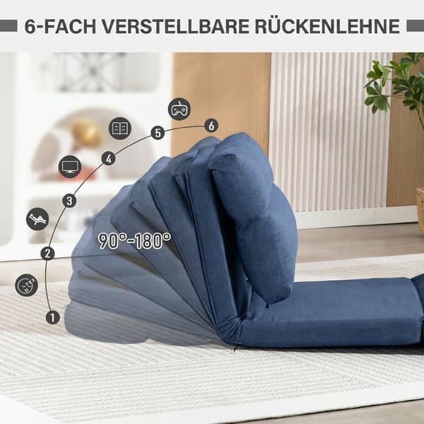 Gulvstol med sovefunktion 70x72x56 cm mørkeblå