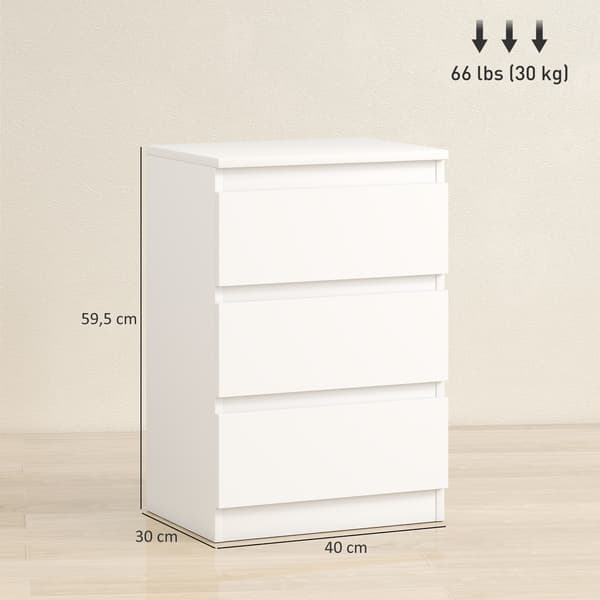 Sängbord Set 40x30x59,5 cm Vit Trä