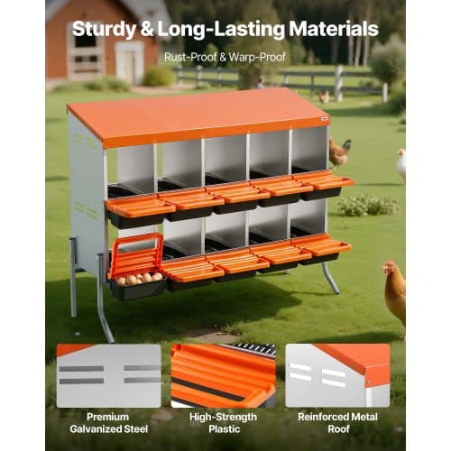 Hönsrede, 132x52,5x99 cm, Orange, Galvaniserat stål och plast