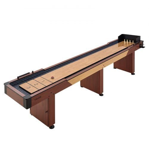 Shuffleboardbord 2 i 1 Kombinationsset 3,7x0,6x0,8 m rustik brun
