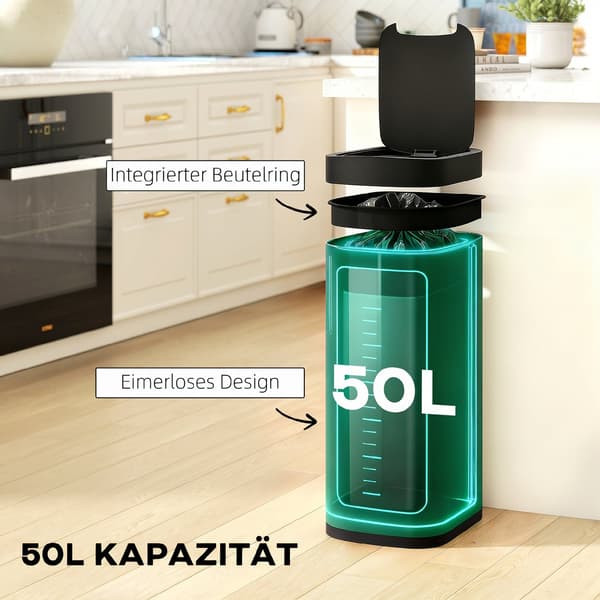 Sensor affaldsspand 50L 26,5x35,5x68 cm mørkegrøn