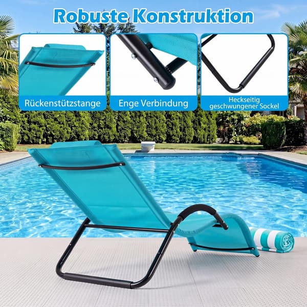 Solstole 2 stk. 168x63x67,5 cm blå