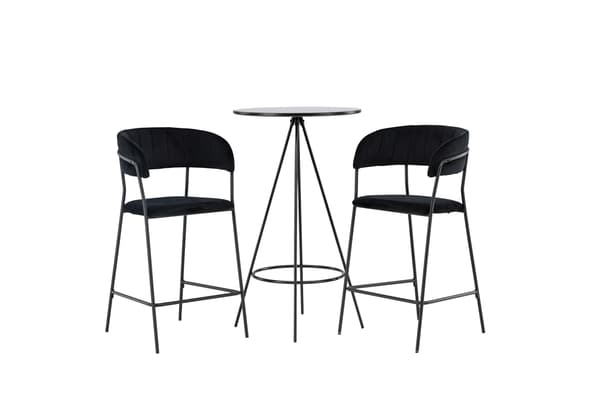 Barbord og barstol sæt 60 cm sort