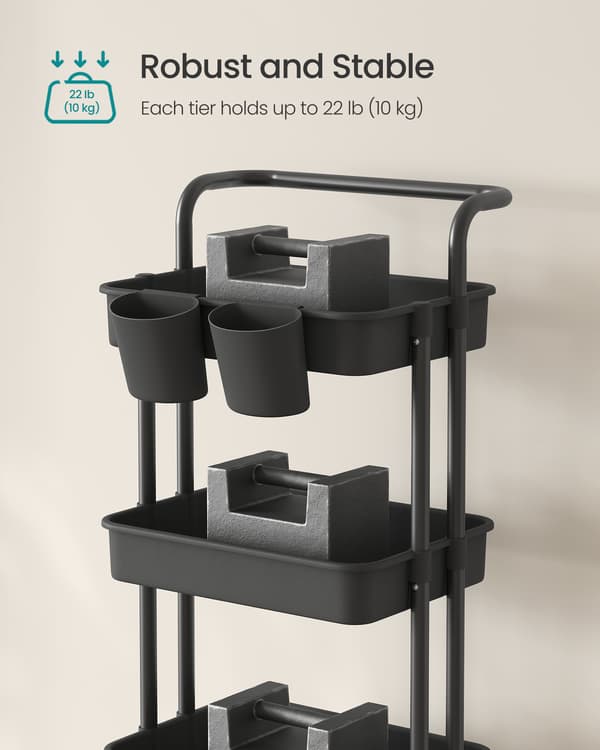 Opbevaringstrolley 4 niveauer 42,5x35,7x115 cm sort