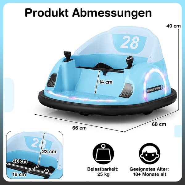 Ride-On Bumper Bil 68x66x40 cm Blå, elektrisk legetøj