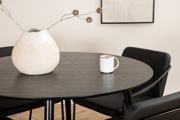 Spisebord og stole sæt 115 cm sort