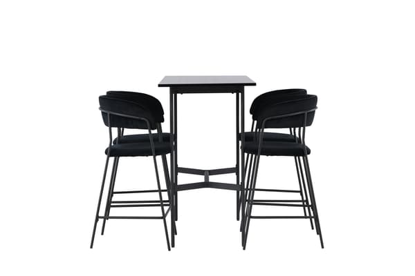 Barbord og barstol sæt 120x60 cm sort MDF og PU