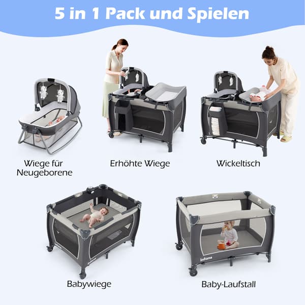 Babyseng til rejse 105,5x74x74 cm grå, sammenklappelig, polyester , Star