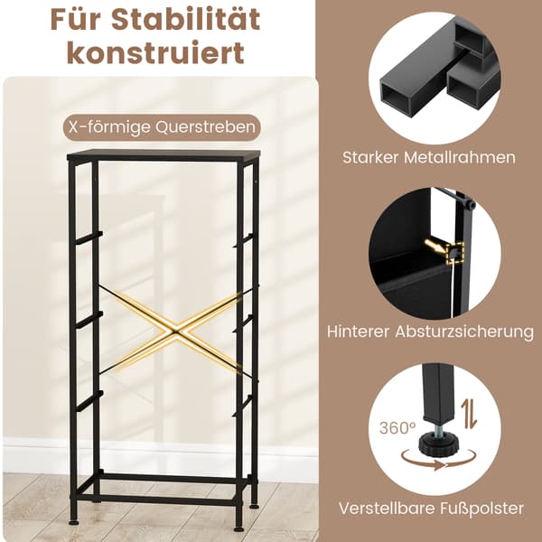 Kommode, 45x30x95 cm, Sort, Træ og Metal , Star