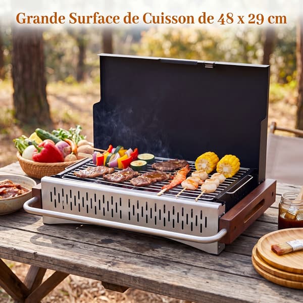 Sammenklappelig grillkulgrill 62x43,5x41,5 cm sort